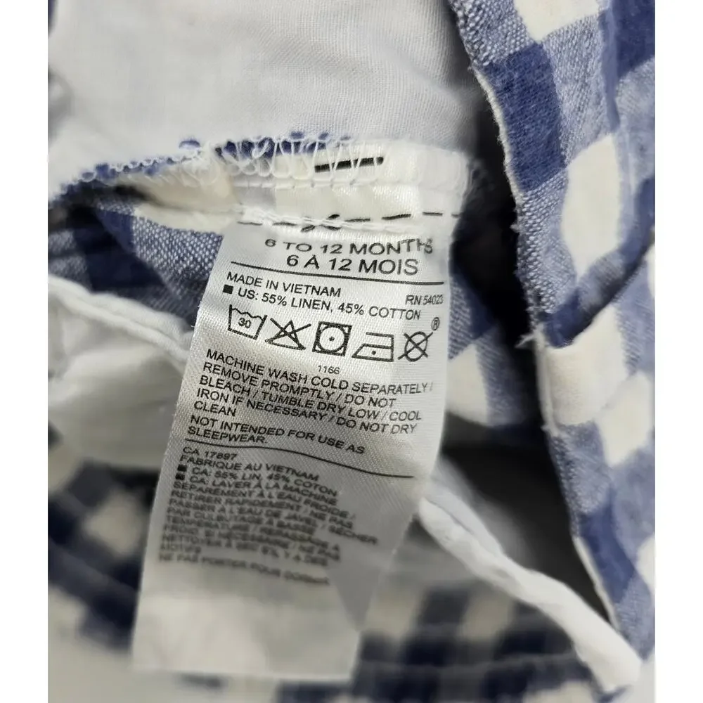 Janie and Jack Baby Boy Navy Gingham Shorts – Size 6-12 Months